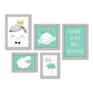 Kit Com 5 Quadros Decorativos - Sonhe Alto Meu Menino - Infantil - Bebê - Baby - 308kq01b