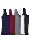 Kit Com 5 Regata Alça Larga Plus Size Lisa Feminina