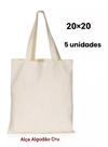 Kit com 5 sacola ecobag lisa algodão cru ecológica pronta entrega