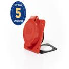 Kit Com 5 Soprano Tomada Embutir 3p+t 32a 380v 6h Vm Ip-44 Tes-4246