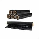 Kit Com 5 Stretch Preto Bobina Filme 500mm X 0,025 Rolo 1 Kg