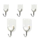 Kit com 5 Suportes ganchos Adesivo Dupla Face Branco