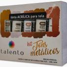 Kit com 5 Tintas Acrílica Tons Metálicos para Telas Talento