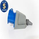 Kit Com 5 Tomada Industrial Sobrepor 3p+t 16a 220v 9h Az Ip-44Tss-4009 Soprano