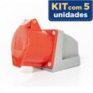 Kit Com 5 Tomada Industrial Sobrepor 3p+t 32a 380v 6h Vm Ip-44Tss-4206 Soprano