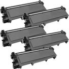Kit Com 5 Toner Para Uso Brother Tn-2370 Tn2340 Tn660 L2540 Tinta Preto