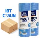 Kit com 5 unidades pano multiuso life clean 28cmX50cm 50 unidades