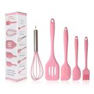 Kit com 5 Utensílios de Cozinha em Silicone Colher Espátula, Espátula Pequena, Pincel, Resistentes