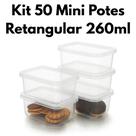 Kit com 50 Mini Potes Retangular 260ml Promocional Fitness BPA FREE Kit com 50 Mini Potes Retangular 260ml Promocional Fitness BPA FREE