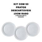 Kit com 50 pratos descartaveis rasos 15cm ibras - 5 pacotes
