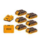 Kit com 6 baterias ingco 2.0amp mais carregador 20v com maleta fbcli2062-9