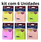 Kit com 6 Blocos Adesivos 76x76mm Autocolantes 100 Folhas Cores Sortidas