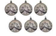 Kit com 6 Bolas de Natal Brancas com Glitter 8cm de Ø