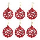 Kit Com 6 Bolas Vermelhas Luxo Enfeite Pendente 6 Cm Natal Kit Com 6 Bolas Vermelhas Luxo Enfeite Pendente 6 Cm Natal