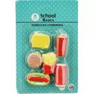 Kit com 6 Borrachas Comidinha School Basics
