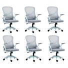 Kit com 6 Cadeira Escritório Diretor Office Columbus com Tela Mesh