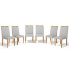 Kit Com 6 Cadeiras Agnes Madeira Maciça Estofadas Para Mesa De Jantar Linho Cinza 407 Kit Com 6 Cadeiras Agnes Madeira Maciça Estofadas Para Mesa De Jantar Linho Cinza 407