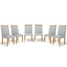 Kit Com 6 Cadeiras Aurora Madeira Maciça Estofadas Para Mesa De Jantar Linho Cinza 407