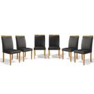Kit Com 6 Cadeiras Aurora Madeira Maciça Estofadas Para Mesa De Jantar material sintético Preto 503