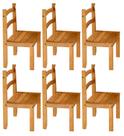 Kit Com 6 Cadeiras Avulsas Madeira Maciça