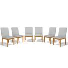 Kit Com 6 Cadeiras Daniela Madeira Maciça Estofada Para Mesa De Jantar Detalhe De Madeira Nas Costas Kit Com 6 Cadeiras Daniela Madeira Maciça Estofada Para Mesa De Jantar Detalhe De Madeira Nas Costas