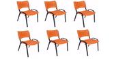 Kit Com 6 Cadeiras Iso Para Escola Escritório Comércio Laranja Base Preta