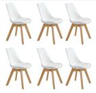 Kit com 6 Cadeiras Leda Brancas Estofadas Elegância e Conforto para Cozinha e Sala de Jantar
