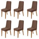 Kit com 6 Cadeiras para Sala de Jantar Estofadas Luar