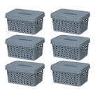 Kit com 6 Caixa organizadora com tampa 2 litros armazenamento Objetos Roupas Multiuso Empilhavel Armário Cesto Kit com 6 Caixa organizadora com tampa 2 litros armazenamento Objetos Roupas Multiuso Empilhavel Armário Cesto