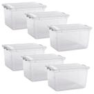Kit com 6 Caixa Organizadora Multiuso Plástico Brinquedos 35L C/ Tampa