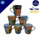 Kit Com 6 Canecas VINTAGE RETRO 120ML em Porcelana