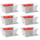 Kit Com 6 Cesta Organizadora M Em Polipropileno Branco