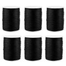 Kit Com 6 Cetim Rabo de Rato 2mm Rolo com 50 m Preto