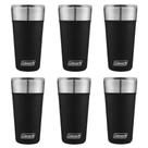 Kit com 6 Copos Térmicos com Tampa 600ml Preto Coleman