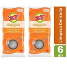 Kit com 6 Esponja Louças Delicadas Laranja SCOTCH Brite