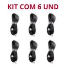 Kit com 6 Extensão 5 Metros Lisa Fio Chato Telefone
