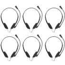 Kit com 6 Fones De Ouvido Headset P2 Microfone Preto Bright