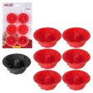 Kit com 6 Formas de Silicone com Furo para Mini Pudim Cupcake Petit Gateau - Linha Candy - ART HOUSE