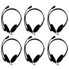 Kit com 6 Headsets Office Usb Adaptador Usb-C Preto Bright