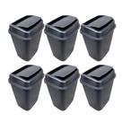 Kit Com 6 Lixeira Basculante 9 Litros Preta 3UD Plastic