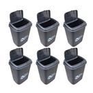 Kit Com 6 Lixeira Click 9 Litros Preta 3UD Plastic