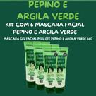 Kit com 6 Mascara Gel Facial Peel Off Pepino e Argila Verde 60g Dermachem