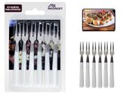 Kit com 6 Mini Garfos para Petiscos Fondue de Inox Cabo Plástico