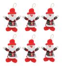 Kit Com 6 Papai Noel Pendente Tecido Xadrez Enfeite Natal