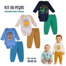 Kit com 6 peças Roupa Bebê Body e Mijão com punhos, Menino e Menina Suedine 100% algodão, Enxoval Atacado Recém Nascido, P M G e GG Kit com 6 peças Roupa Bebê Body e Mijão com punhos, Menino e Menina Suedine 100% algodão, Enxoval Atacado Recém Nascido, P M G e GG