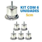 Kit Com 6 Pés 5cm Rosca Soberba Móveis Pesados Armário Cama Box Alumínio Concreto