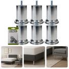 Kit Com 6 Pés Concreto 8cm Rosca Máquina Móveis Pesados Alumínio Cama Box Estofados