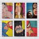 Kit Com 6 Placas Em Mdf - Super Heróis Humor - R+ Adesivos Kit Com 6 Placas Em Mdf - Super Heróis Humor - R+ Adesivos