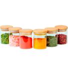 Kit com 6 Potes 200ml de Vidro Herméticos Organizadores de Cozinha Tampa Bambu Etiqueta e Caneta Kit com 6 Potes 200ml de Vidro Herméticos Organizadores de Cozinha Tampa Bambu Etiqueta e Caneta