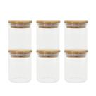 Kit com 6 Potes de Vidro para Mantimentos com Tampa de Bambu 200mL - Oikos Kit com 6 Potes de Vidro para Mantimentos com Tampa de Bambu 200mL - Oikos